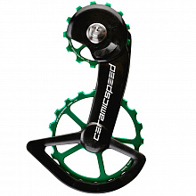 Ролики заднего переключателя с лапкой CeramicSpeed OSPW Shimano R9100/R9150/R8000 Coated (green)